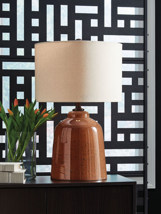 Aaleahya - Glass Table Lamp - Rust by Ashley – view 2