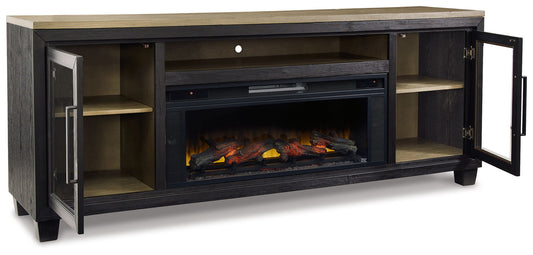 Foyland - 83" TV Stand With Electric Infrared Fireplace Insert - Black / Brown by Ashley – view 2