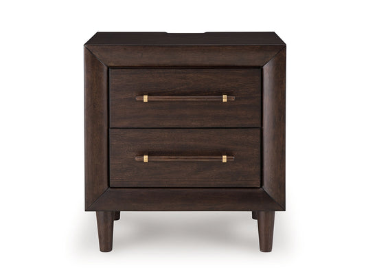 Dantenton - Two Drawer Night Stand - Merlot – view 2