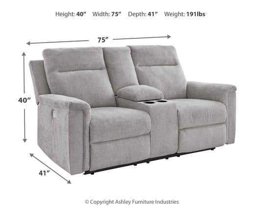 Barnsana - Dbl Power Reclining Loveseat with Console - Ash by Ashley – view 2