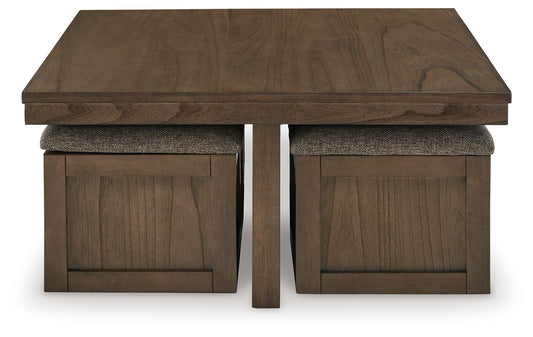 Boardernest - Cocktail Table With 4 Stools (Set of 5) - Brown by Ashley – view 2