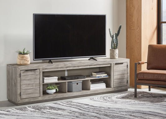 Naydell - XL TV Stand With Fireplace Option - Gray by Ashley – view 2