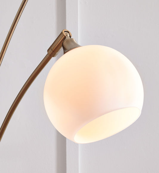 Taliya - Metal Arc Lamp - Champagne / White by Ashley – view 2