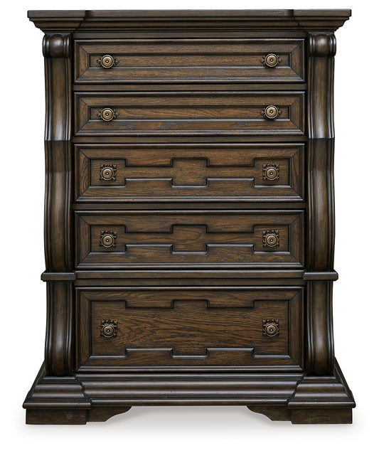 Maylee - Five Drawer Chest - Dark Brown by Ashley – view 2