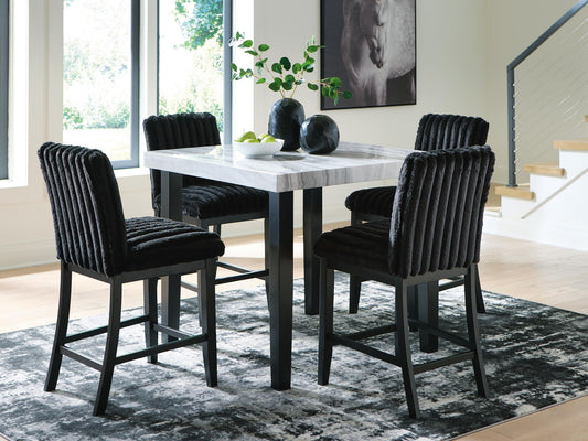 Mervannie - 5 Pc. - Counter Height Dining Table And 4 Barstools - Gray / Black – view 2