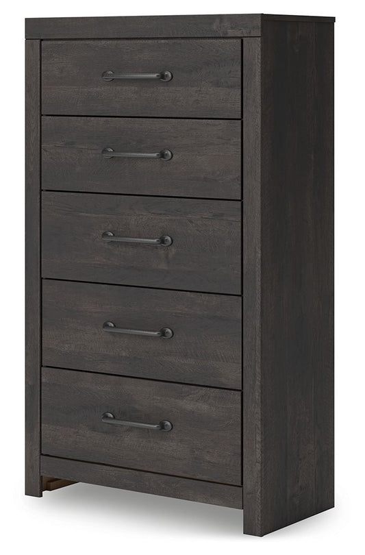 Hollivern - Five Drawer Chest - Dark Gray by Ashley – view 2