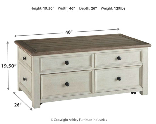 Bolanburg - Lift Top Cocktail Table - White / Brown / Beige by Ashley – view 2