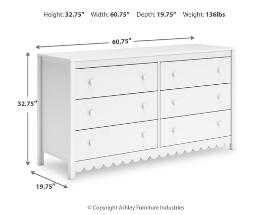 Hallityn - Six Drawer Dresser - White by Ashley – view 2