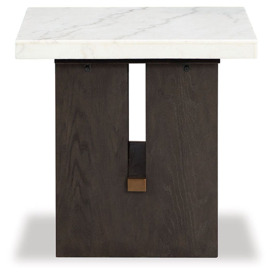 Burkhaus - Rectangular End Table - White / Dark Brown by Ashley – view 2