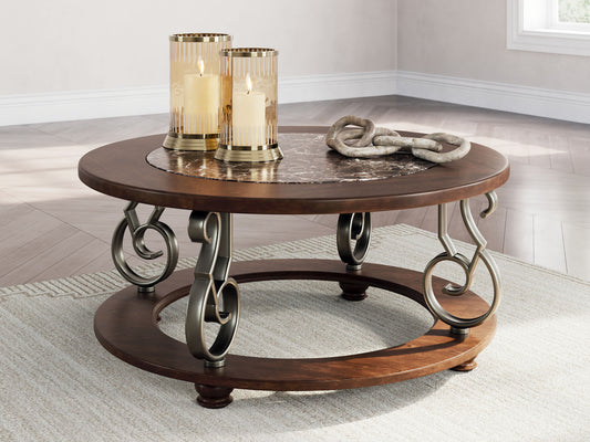 Frallyn - Round Cocktail Table - Dark Brown by Ashley – view 2