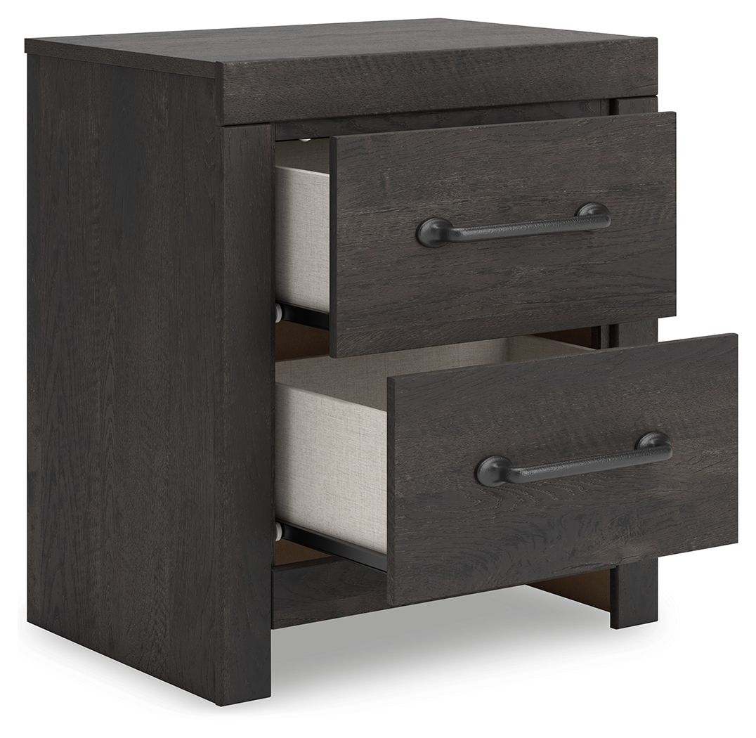 Hollivern - Two Drawer Night Stand - Dark Gray by Ashley – view 4
