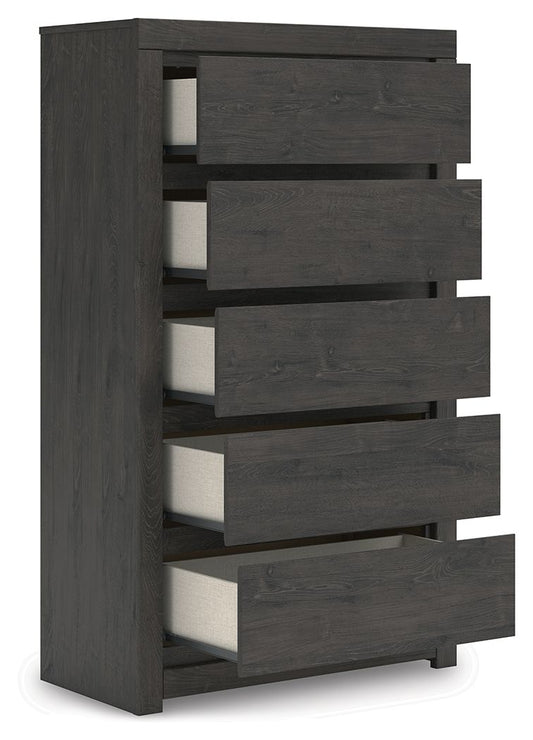 Fraluna - Five Drawer Chest - Charcoal by Ashley – view 2