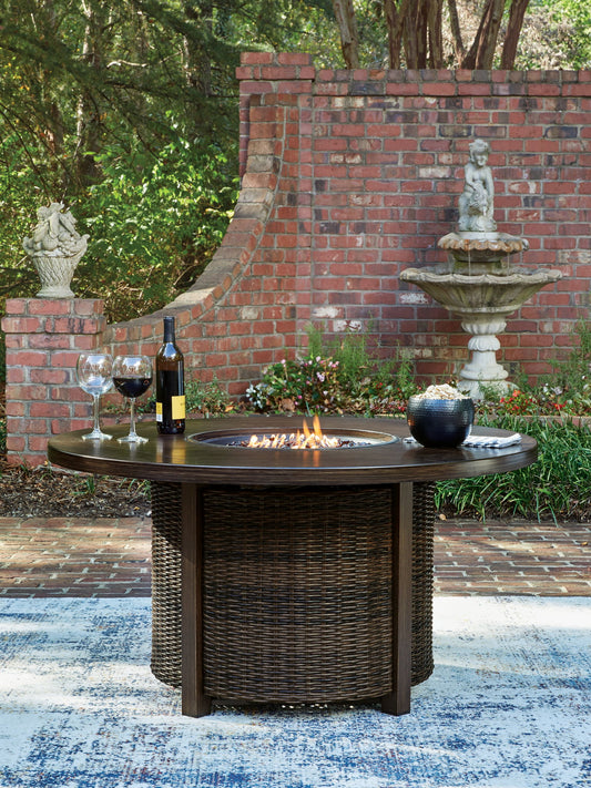 Monterey Point - Round Fire Pit Table - Dark Brown by Ashley – view 2