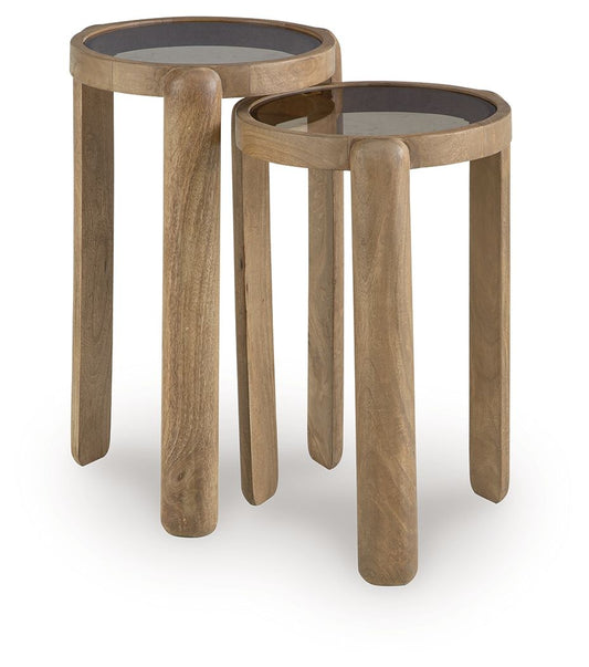 Jossor - Accent Table Set (Set of 2) - Light Brown by Ashley – view 2