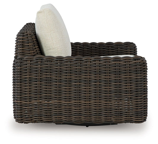 Kimora - Swivel Glider Lounge With Cushion - Beige / Dark Brown by Ashley – view 2