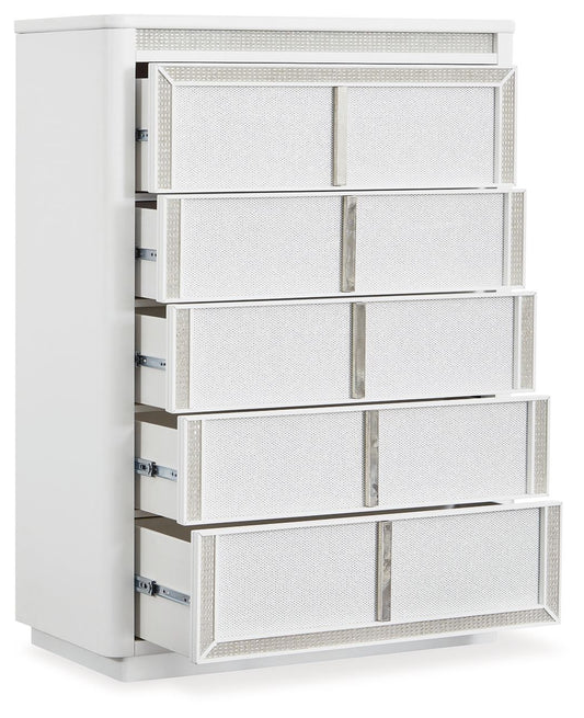 Chalanna - Five Drawer Chest - White by Ashley – view 2