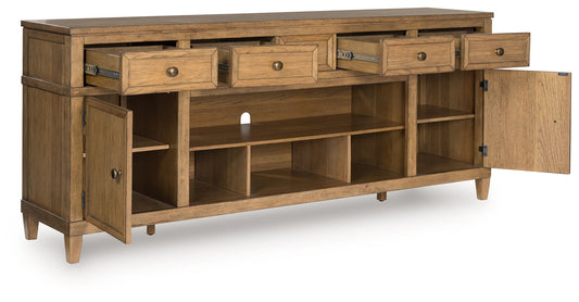 Sharlance - XL TV Stand With Fireplace Option - Light Brown by Ashley – view 2