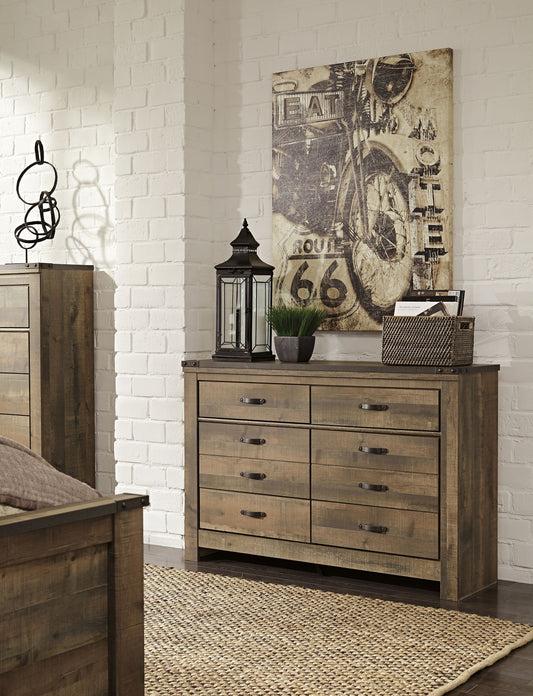 Trinell - Six Drawer Dresser - 61.34" x 15.98" x 42.99" - Brown Dark by Ashley – view 2
