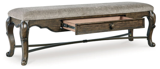 Maylee - Upholstered Storage Bench - Dark Brown by Ashley – view 2