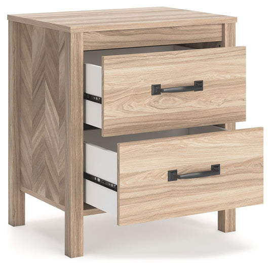 Battelle - Two Drawer Night Stand - Tan by Ashley – view 2