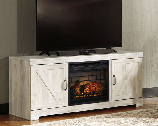 Bellaby - 63" TV Stand With Faux Firebrick Fireplace Insert - Whitewash by Ashley – view 2