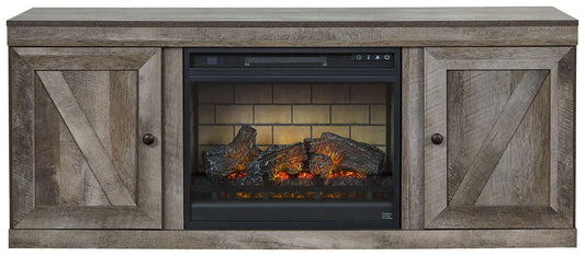 Wynnlow - TV Stand With Faux Firebrick Fireplace Insert - Gray by Ashley – view 2