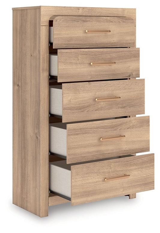 Kinlanni - Five Drawer Chest - Tan by Ashley – view 2