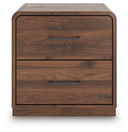 Fortlorn - Two Drawer Night Stand - Walnut Brown by Ashley – view 2