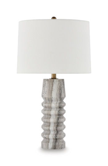 Desmont - Marble Table Lamp - White / Beige / Gray by Ashley – Table Lamps