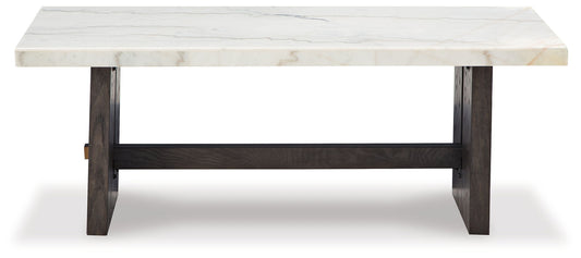 Burkhaus - Rectangular Cocktail Table - White / Dark Brown by Ashley – view 2