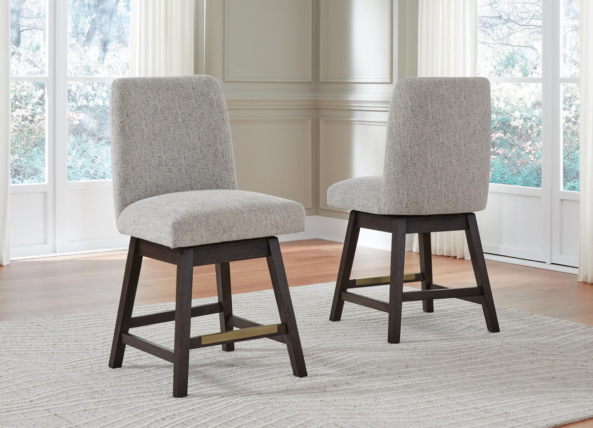 Burkhaus - Upholstered Swivel Barstool (Set of 2) - Beige / Dark Brown by Ashley – view 4