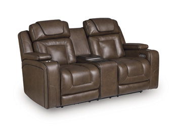 Mestrino - Power Recline Loveseat/Fridge Cooler - Hickory by Ashley – Reclining Loveseats