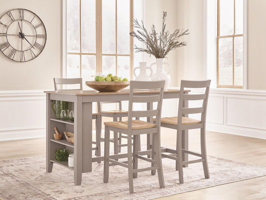 Harperfeld - 5 Pc. - Dining Table And 4 Barstools - Natural / Gray – view 2