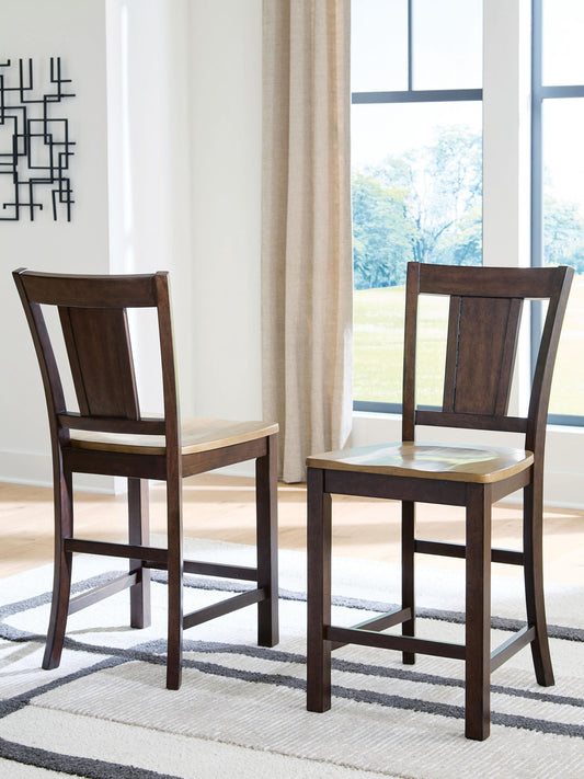 Rylandeen - Barstool (Set of 2) - Light Brown / Dark Brown