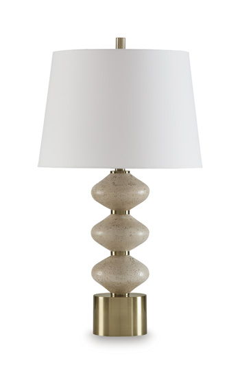 Wardthrone - Poly Table Lamp - Beige / Gold Finish by Ashley – Table Lamps