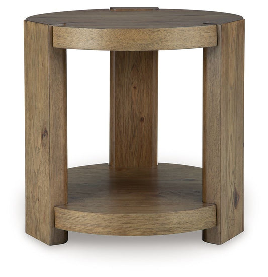 Flangren - Round End Table - Light Brown by Ashley – view 2
