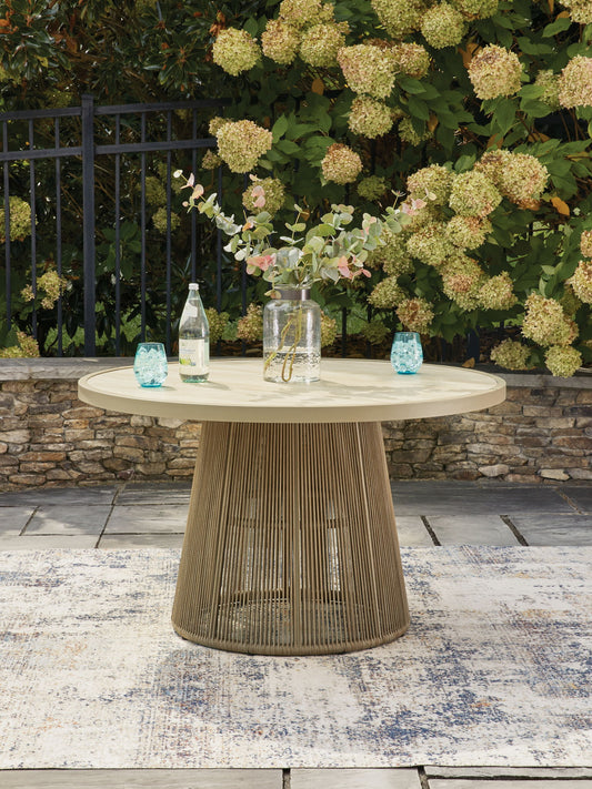 Orchard Beach - Outdoor Dining Table - Beige by Ashley – view 2