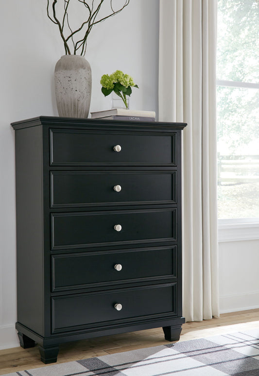 Lanolee - Five Drawer Chest - Black by Ashley – view 2