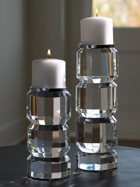 Brentley - Candle Holder Set (Set of 2) - Clear / Silver Finish by Ashley – view 2