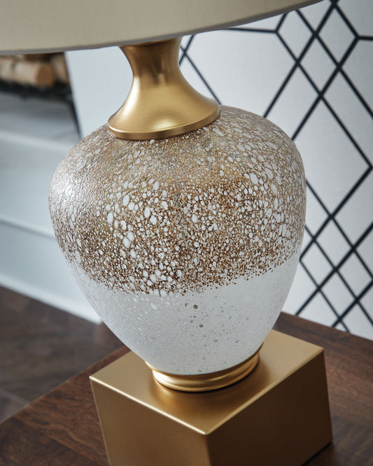 Tavisburg - Glass Table Lamp - Brown / White / Gold by Ashley – view 2