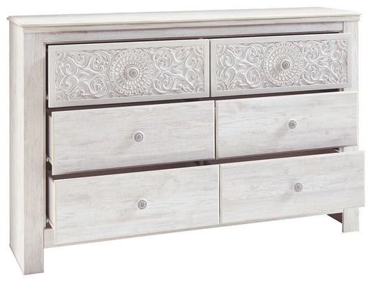 Paxberry - Six Drawer Dresser - Medallion Drawer Pulls - Whitewash by Ashley – view 2