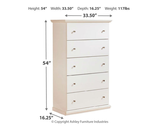 Bostwick Shoals - Five Drawer Chest - White by Ashley – view 2