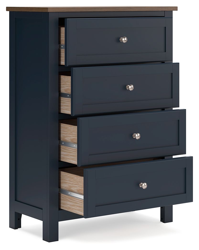 Landocken - Four Drawer Chest - Brown / Blue by Ashley – view 4