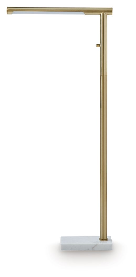Santiford - Metal Floor Lamp - Gold Finish / White by Ashley – view 2