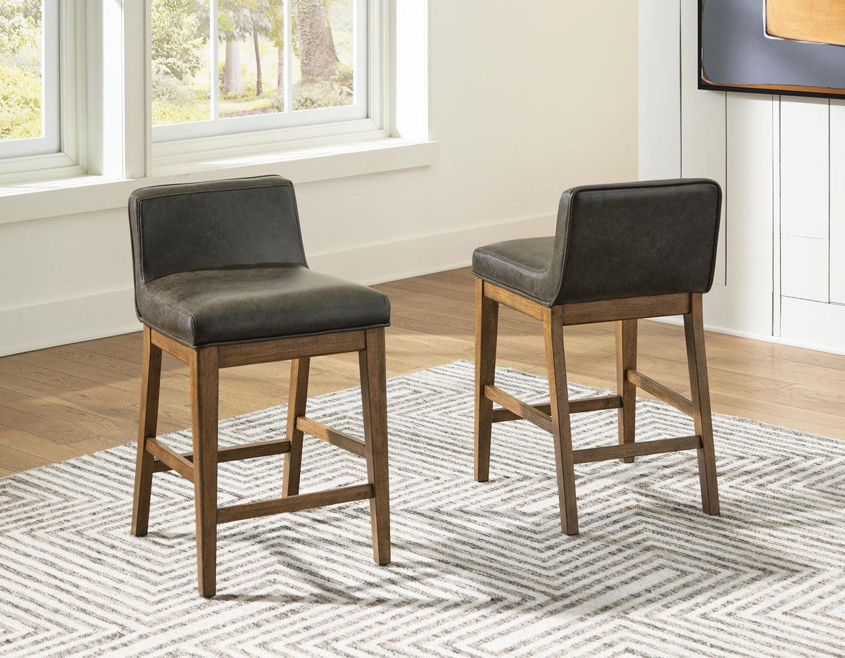 Cabalynn - Upholstered Barstool (Set of 2) - Two-tone Brown by Ashley – view 4