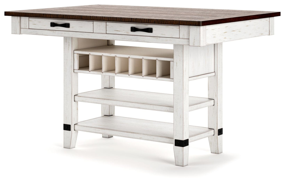 Valebeck - Rect Dining Room Counter Table With Wine Rack - White / Brown by Ashley – view 4