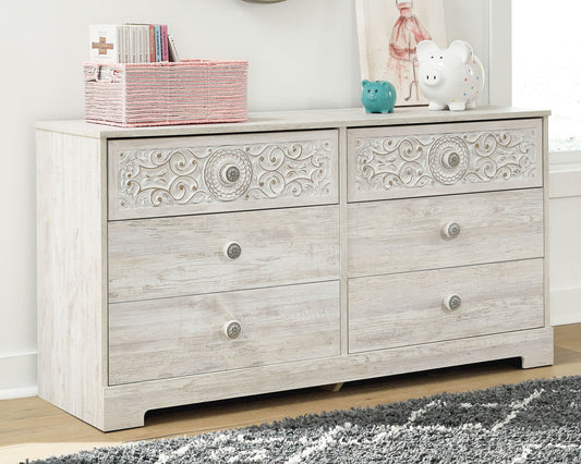 Paxberry - Six Drawer Dresser - Vinyl-Wrapped - Whitewash by Ashley – view 2