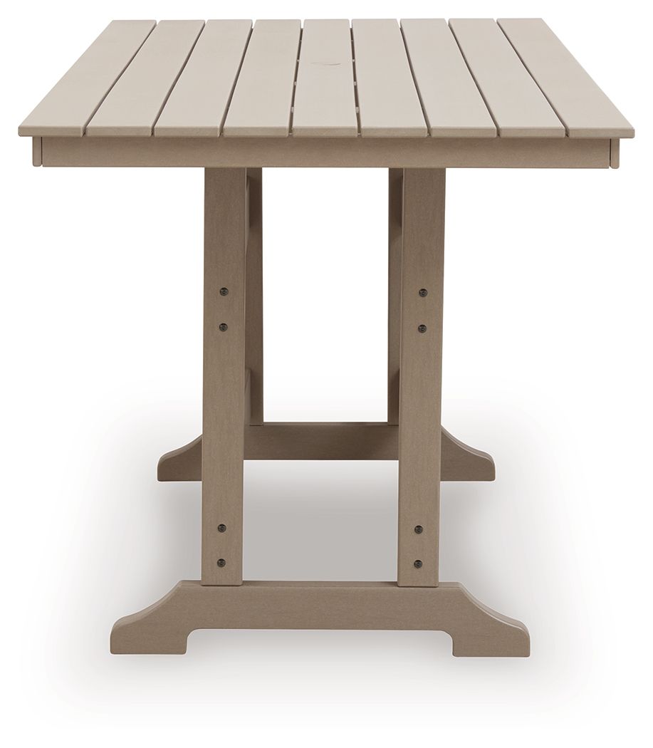 Seacliff Beach - Rectangular Counter Height Dining Table With Umbrella Option - Medium Brown by Ashley – view 4