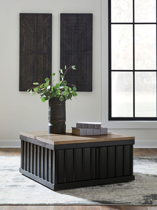 Rylandyn - Lift Top Cocktail Table - Black / Light Brown by Ashley – view 2