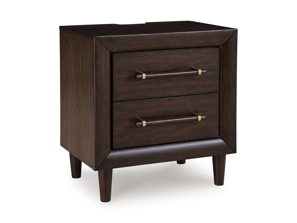 Dantenton - Two Drawer Night Stand - Merlot – view 4